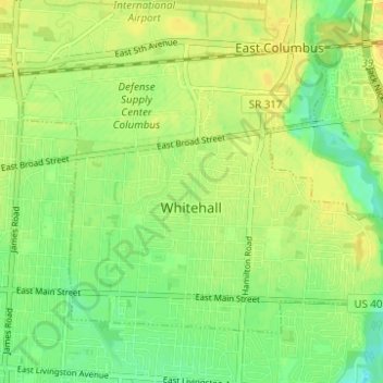 Topografische Karte Whitehall, Höhe, Relief