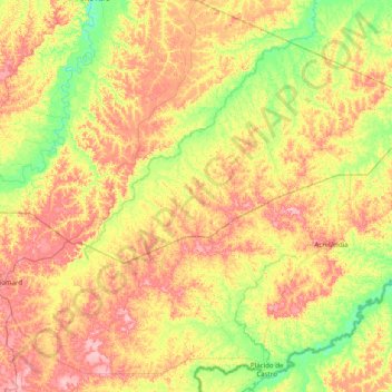 Topografische Karte Senador Guiomard, Höhe, Relief