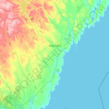 Topografische Karte Robertsfors kommun, Höhe, Relief
