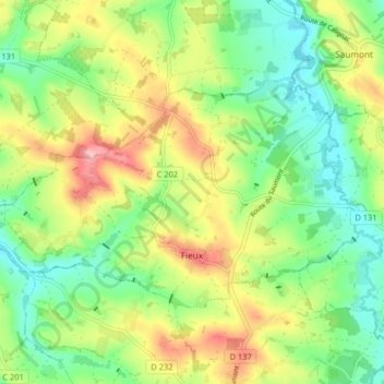 Topografische Karte Fieux, Höhe, Relief