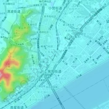 Topografische Karte 紫阳街道, Höhe, Relief