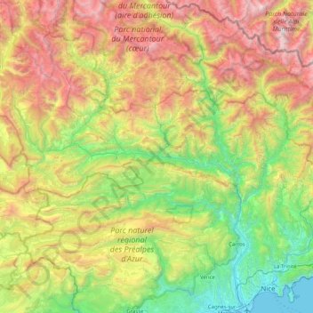 Topografische Karte Le Var, Höhe, Relief