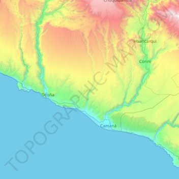 Topografische Karte Provincia de Camaná, Höhe, Relief