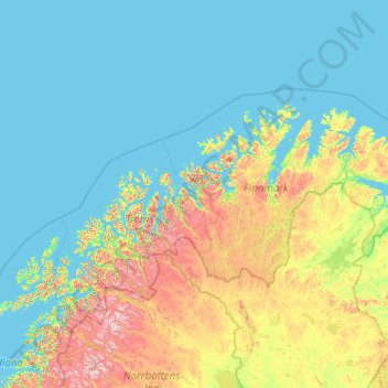 Topografische Karte Troms og Finnmark, Höhe, Relief
