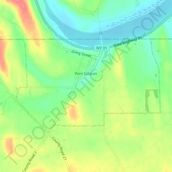 Topografische Karte Port Gibson, Höhe, Relief