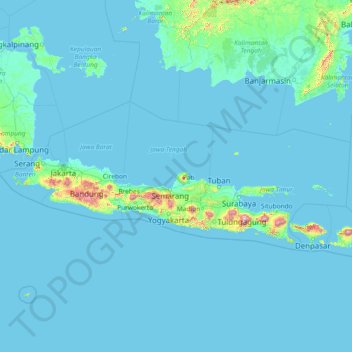 Topografische Karte Java, Höhe, Relief