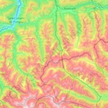 Topografische Karte Radstädter Tauern, Höhe, Relief