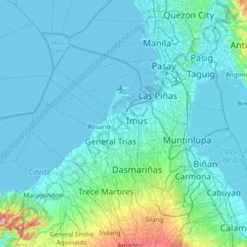 Topografische Karte Cavite City, Höhe, Relief