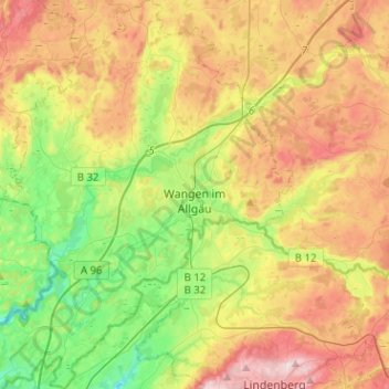 Topografische Karte Wangen im Allgäu, Höhe, Relief