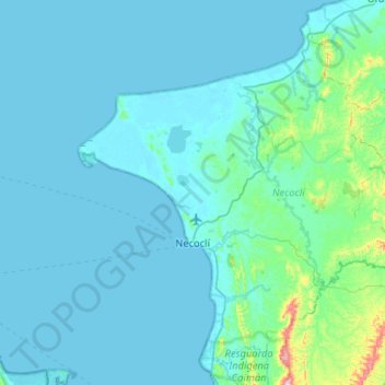 Topografische Karte Necoclí, Höhe, Relief