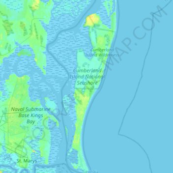 Topografische Karte Cumberland Island, Höhe, Relief