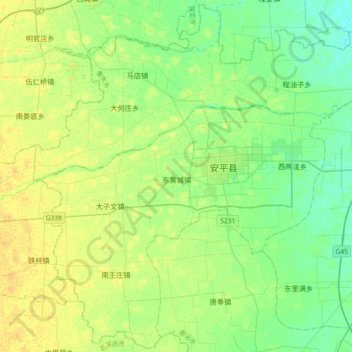 Topografische Karte 安平县, Höhe, Relief