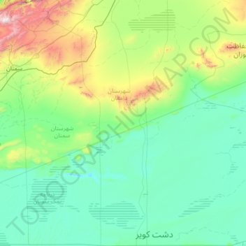 Topografische Karte دهستان قهاب رستاق, Höhe, Relief