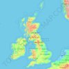 Topografische Karte Reino Unido, Höhe, Relief