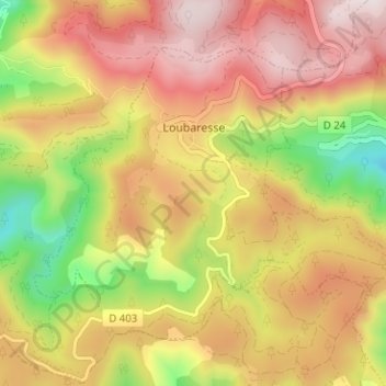 Topografische Karte Loubaresse, Höhe, Relief