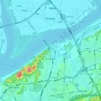 Topografische Karte 燕子矶街道, Höhe, Relief