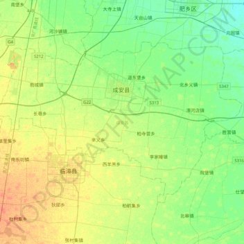 Topografische Karte 成安县, Höhe, Relief