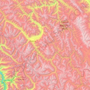 Topografische Karte Zanskar, Höhe, Relief