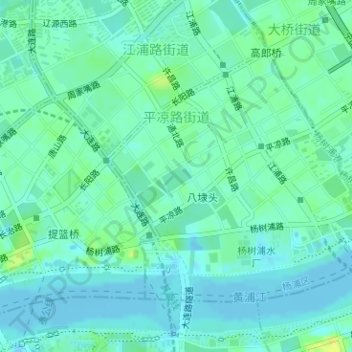 Topografische Karte 平凉路街道, Höhe, Relief