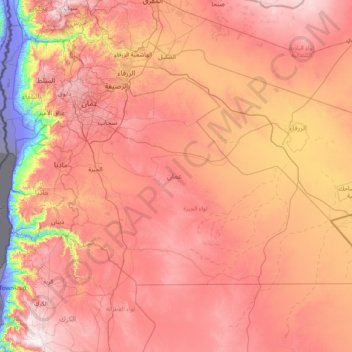 Topografische Karte Amman, Höhe, Relief