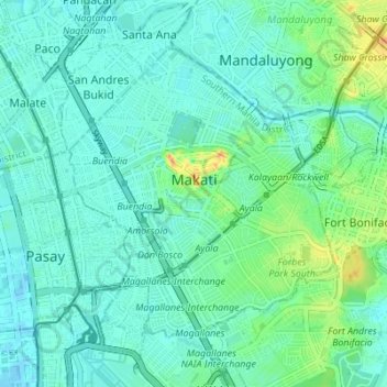 Topografische Karte Makati, Höhe, Relief