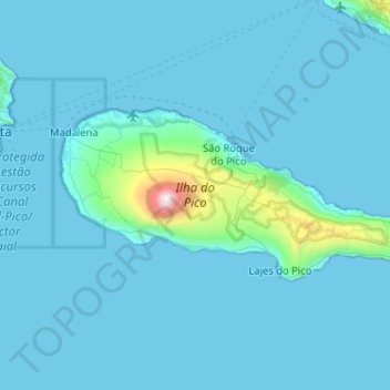 Topografische Karte Ilha do Pico, Höhe, Relief