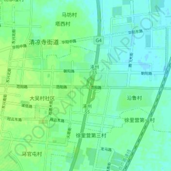 Topografische Karte 涿州经济开发区, Höhe, Relief