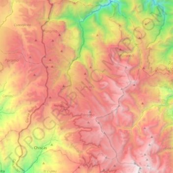 Topografische Karte Chiscas, Höhe, Relief