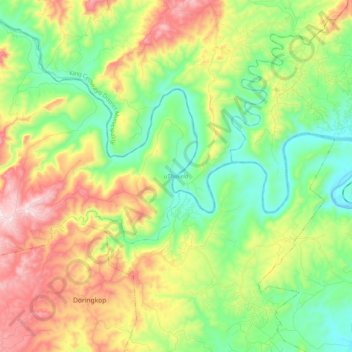 Topografische Karte uThukela, Höhe, Relief