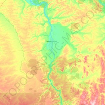 Topografische Karte Kazachinsky Rayon, Höhe, Relief
