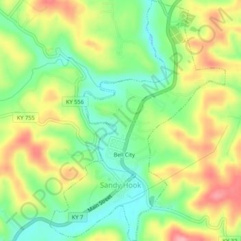 Topografische Karte Sandy Hook, Höhe, Relief