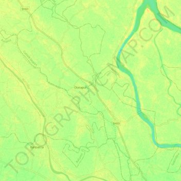 Topografische Karte Olatapur, Höhe, Relief