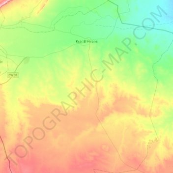 Topografische Karte Ksar El Hiranet, Höhe, Relief