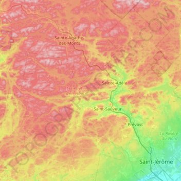 Topografische Karte Les Pays-d'en-Haut, Höhe, Relief