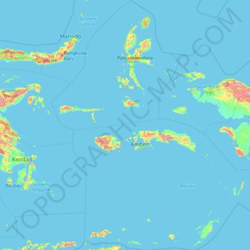 Topografische Karte Maluku, Höhe, Relief