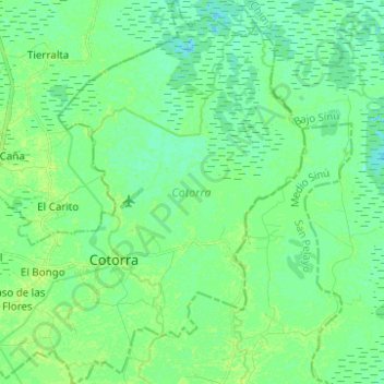 Topografische Karte Cotorra, Höhe, Relief