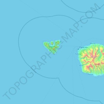 Topografische Karte Moorea-Maiao, Höhe, Relief