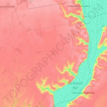 Topografische Karte Нововоронцовский район, Höhe, Relief
