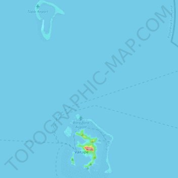 Topografische Karte Bora-Bora, Höhe, Relief