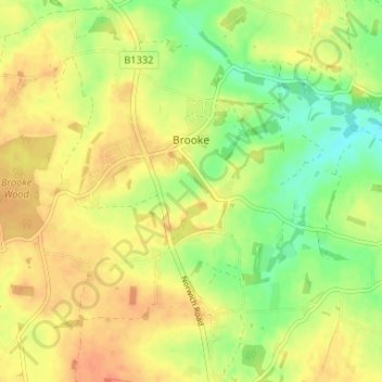 Topografische Karte Brooke, Höhe, Relief