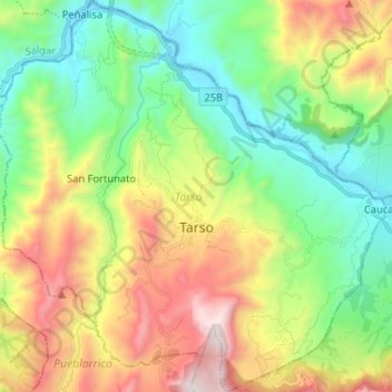 Topografische Karte Tarso, Höhe, Relief