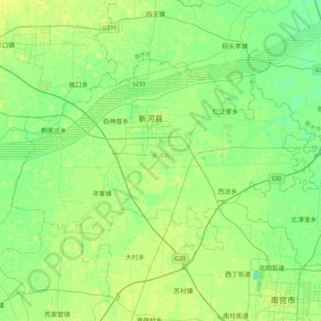 Topografische Karte 新河县, Höhe, Relief