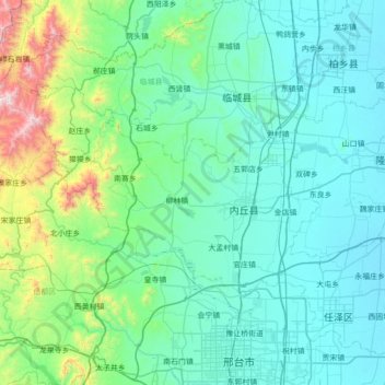 Topografische Karte 内丘县, Höhe, Relief