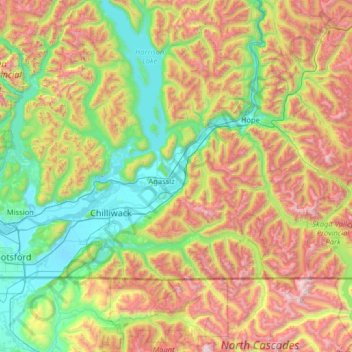 Topografische Karte Fraser River, Höhe, Relief