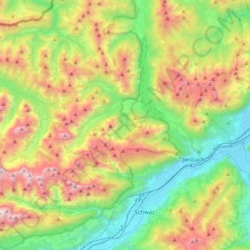 Topografische Karte Vomp, Höhe, Relief