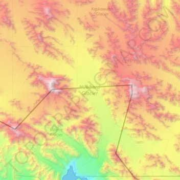 Topografische Karte Hubbard Glacier, Höhe, Relief