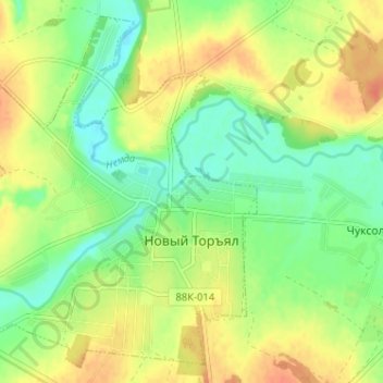 Topografische Karte Новый Торъял, Höhe, Relief