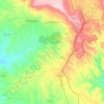 Topografische Karte Escolca, Höhe, Relief