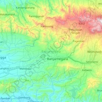 Topografische Karte Banjarnegara, Höhe, Relief