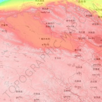 Topografische Karte Préfecture autonome mongole et tibétaine de Haixi, Höhe, Relief